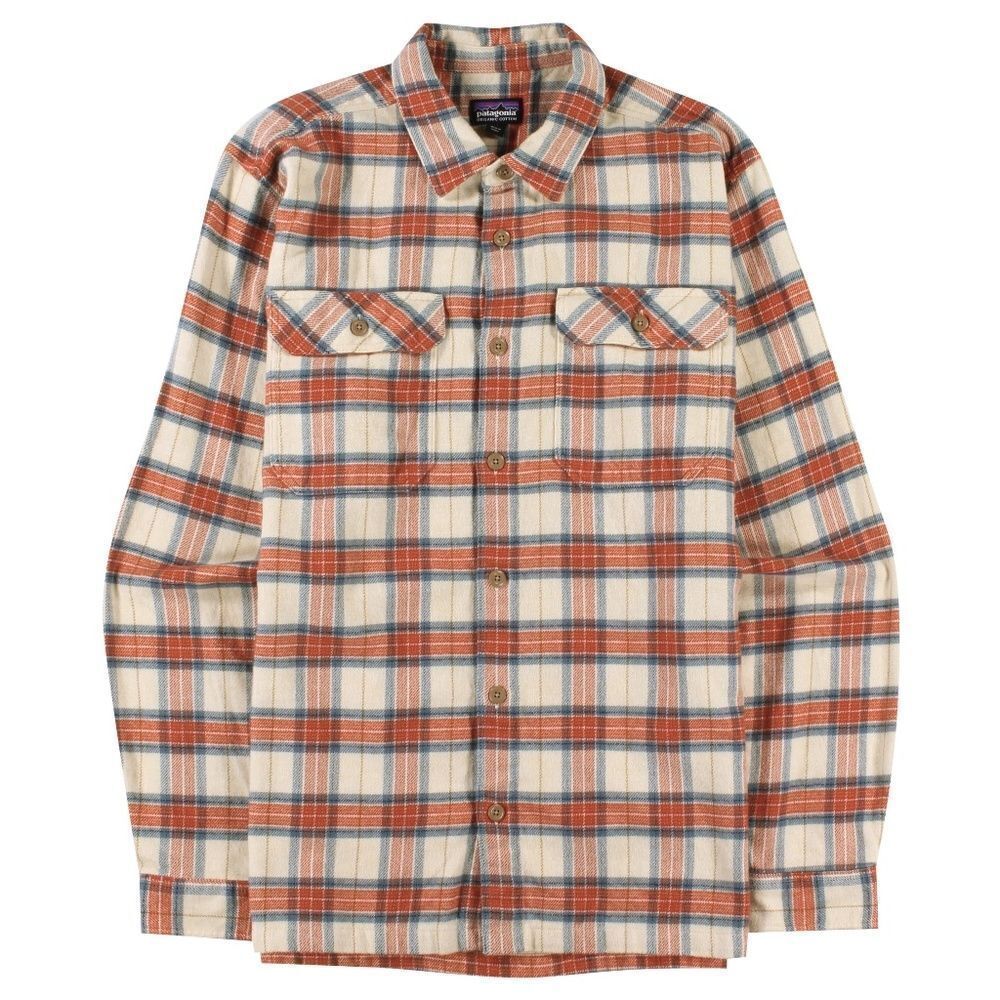 Patagonia Fjord Light Sesame Plaid Organic Cotton‎ Shirt Sz M